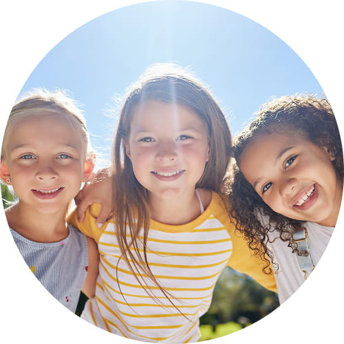 Three young girls having fun